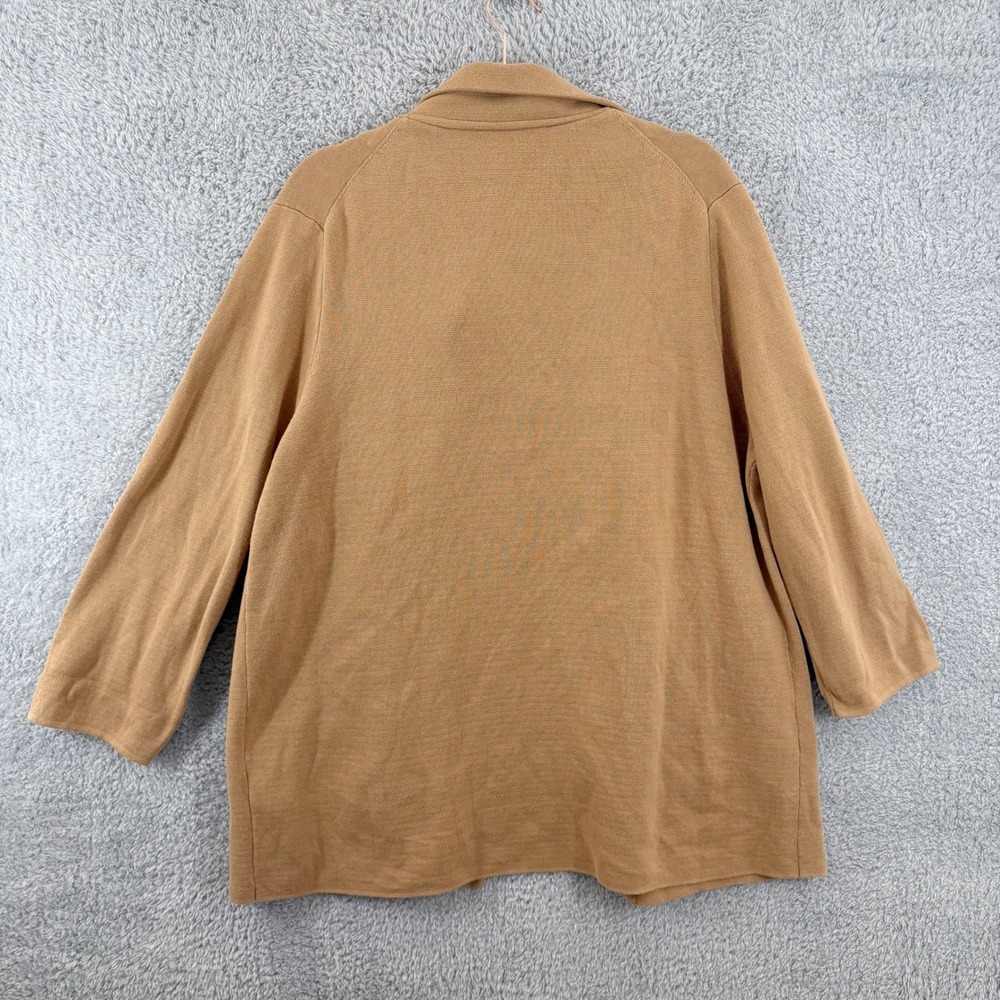 Quince Organic Cotton Knit Sweater Blazer‎ Camel Open Front Pockets XL Casual - Picture 9 of 9